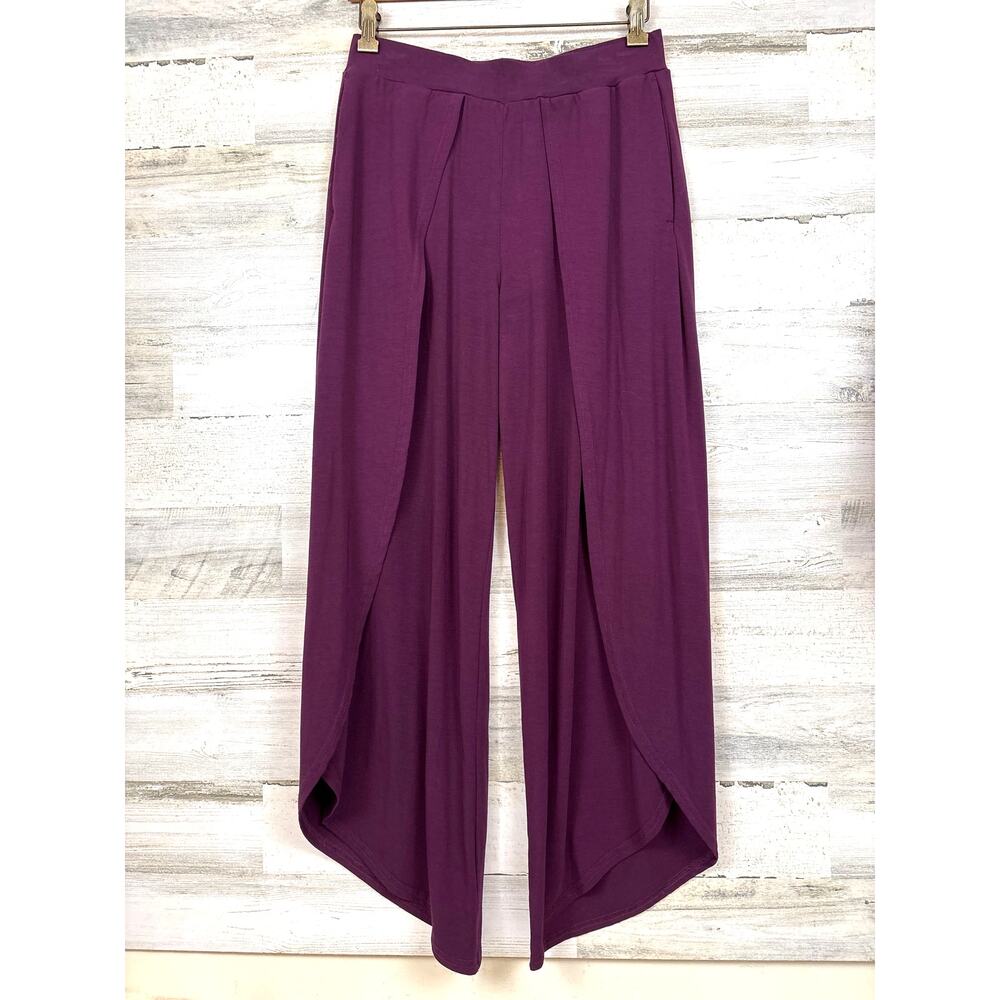 Betabrand Womens S Petite Purple All Day Flowy Split Leg Pull-On Pants Travel